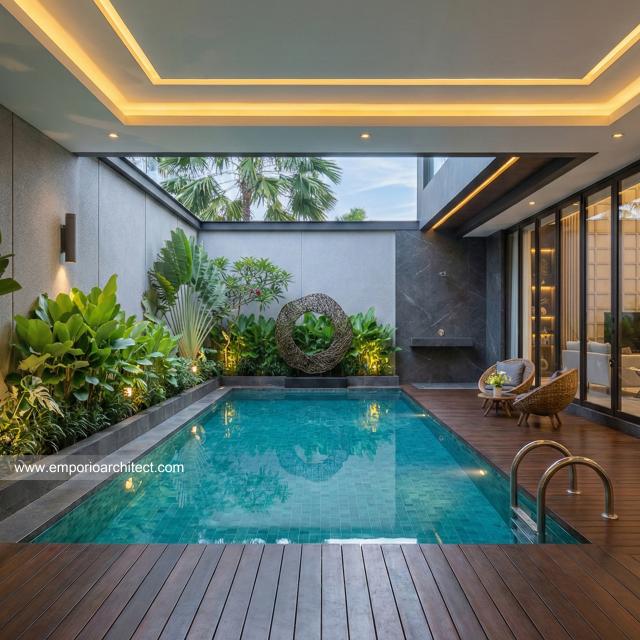 Desain Tampak Detail Belakang Rumah Modern 2 Lantai Bapak ISN di Pontianak