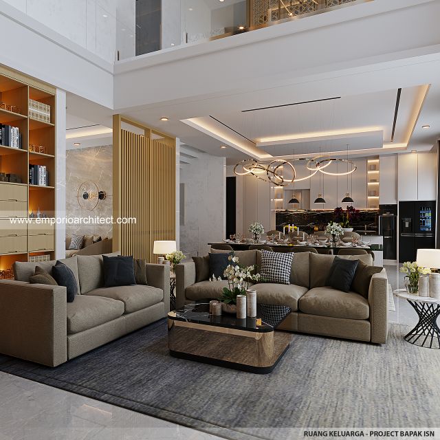 Desain Ruang Keluarga Rumah Modern 2 Lantai Bapak ISN di Pontianak