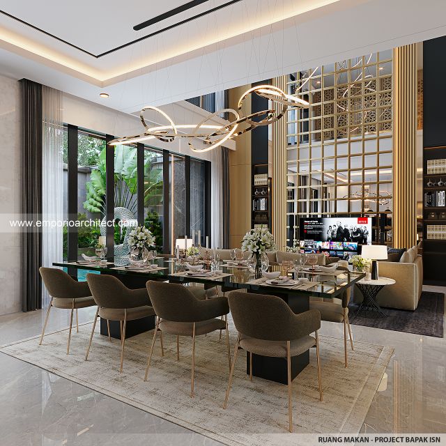 Desain Ruang Makan Rumah Modern 2 Lantai Bapak ISN di Pontianak
