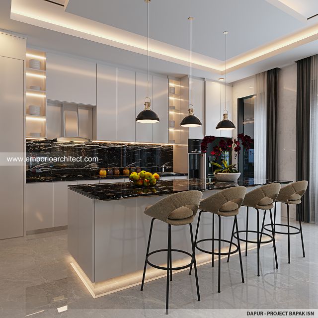 Desain Dapur Rumah Modern 2 Lantai Bapak ISN di Pontianak