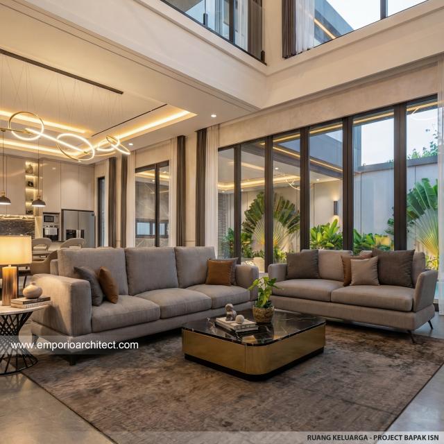 Desain Ruang Keluarga Rumah Modern 2 Lantai Bapak ISN di Pontianak