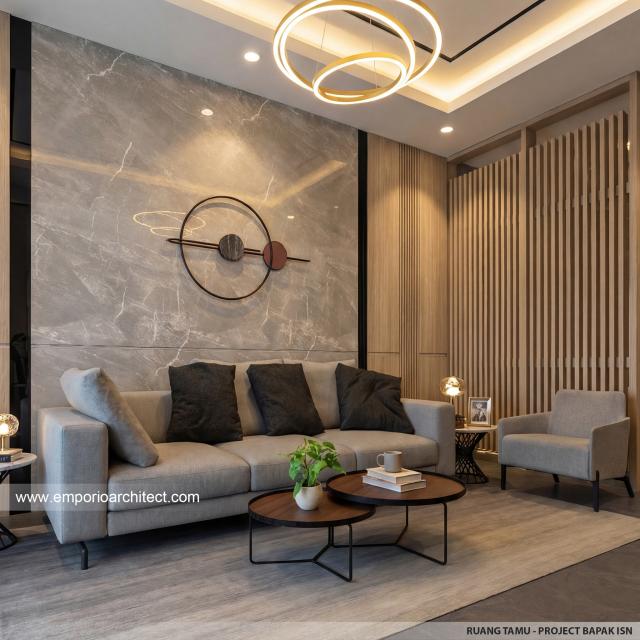 Desain Ruang Tamu Rumah Modern 2 Lantai Bapak ISN di Pontianak