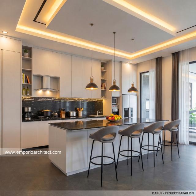 Desain Dapur Rumah Modern 2 Lantai Bapak ISN di Pontianak