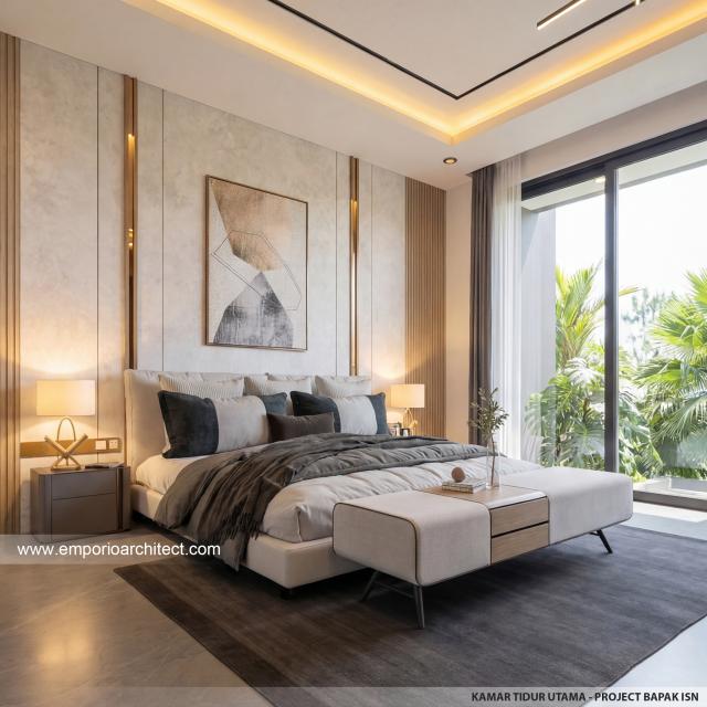 Desain Kamar Tidur Utama Rumah Modern 2 Lantai Bapak ISN di Pontianak