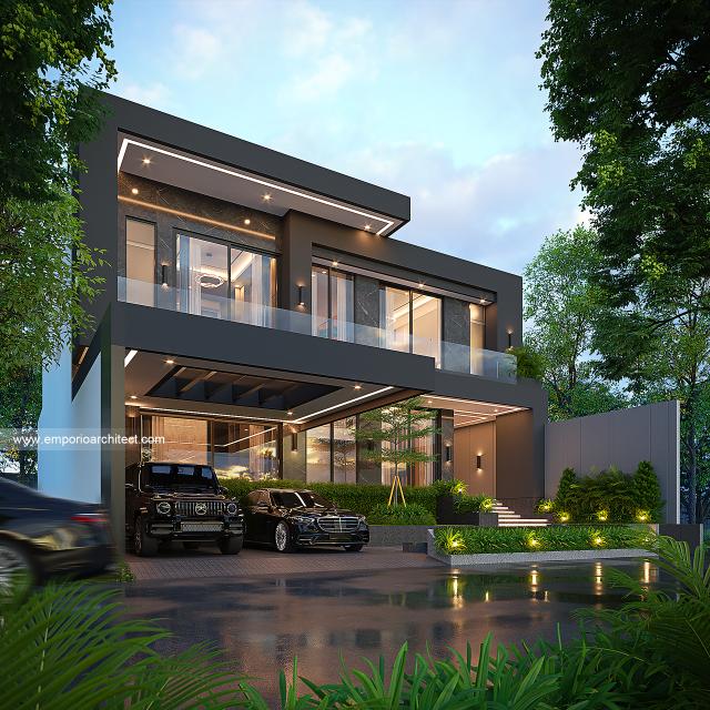 Desain Tampak Depan 3 Rumah Modern 2 Lantai Bapak ISN di Pontianak
