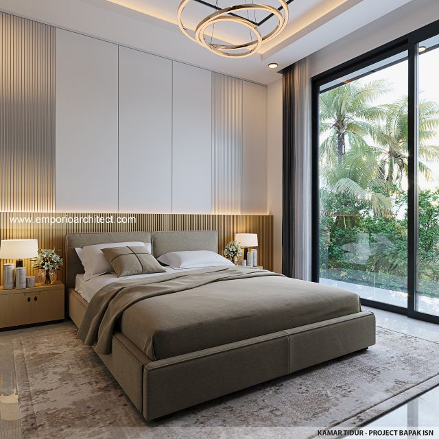 Desain Kamar Tidur Rumah Modern 2 Lantai Bapak ISN di Pontianak