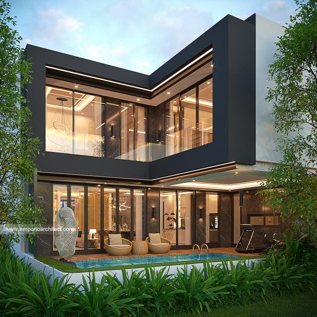 Desain Tampak Belakang Rumah Modern 2 Lantai Bapak ISN di Pontianak