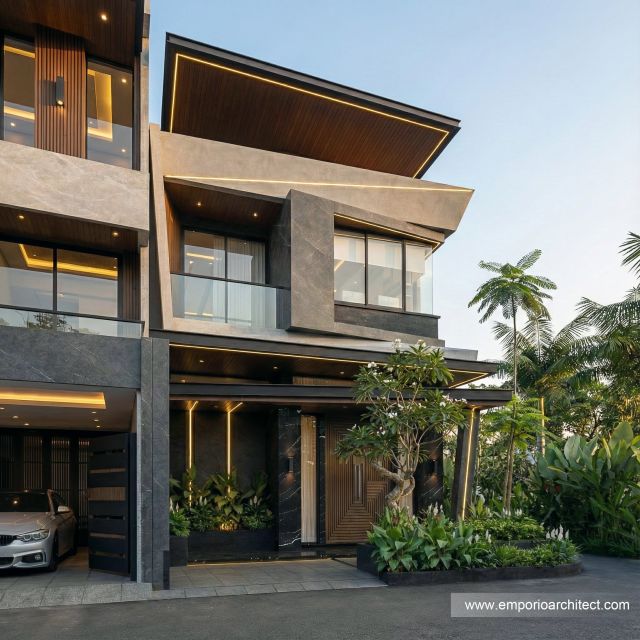 Desain Tampak Depan 2 Rumah Modern 2 Lantai Bapak RZ II di Tegal, Jawa Tengah