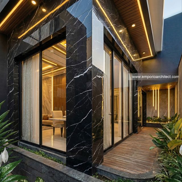 Desain Tampak Detail Belakang Rumah Modern 2 Lantai Bapak RZ II di Tegal, Jawa Tengah