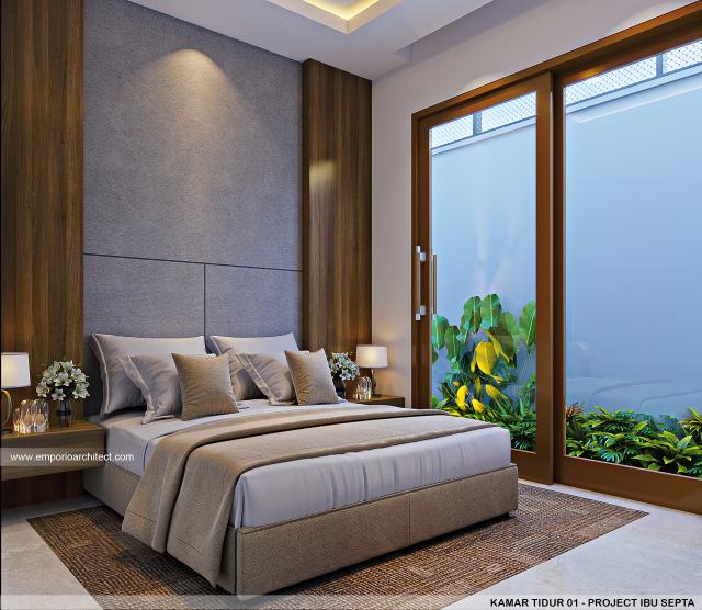 Desain Kamar Tidur 1 Rumah Modern 2 Lantai Ibu Septa di Banyuwangi, Jawa Timur