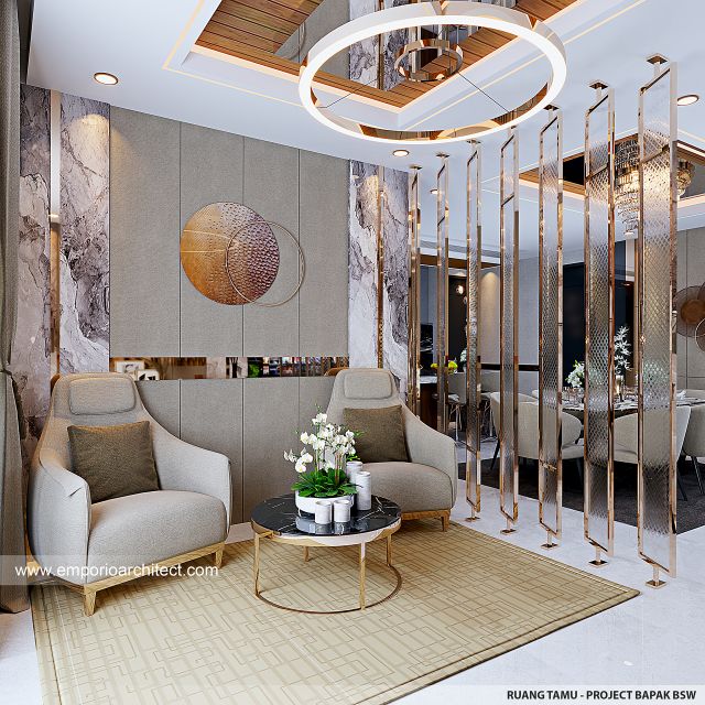 Desain Ruang Tamu Rumah Modern 2 Lantai Bapak BSW di Denpasar, Bali