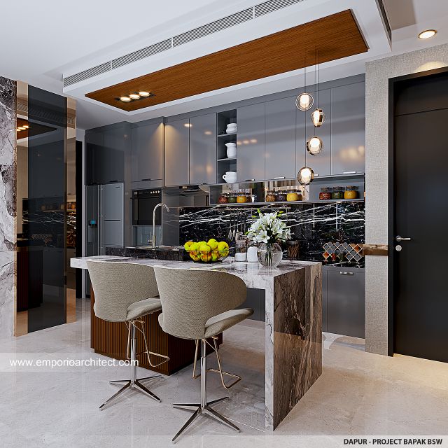 Desain Dapur Rumah Modern 2 Lantai Bapak BSW di Denpasar, Bali