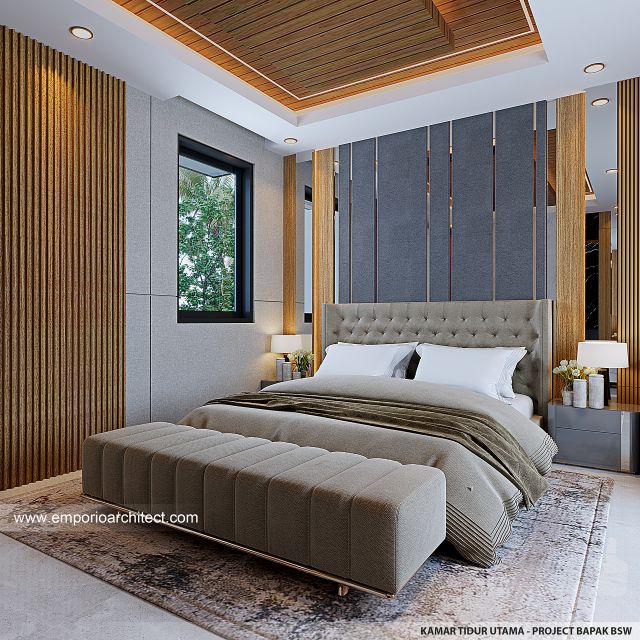 Desain Kamar Tidur Utama Rumah Modern 2 Lantai Bapak BSW di Denpasar, Bali