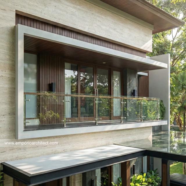 Desain Tampak Detail Depan 3 Rumah Modern 2 Lantai Ibu IR di Denpasar, Bali