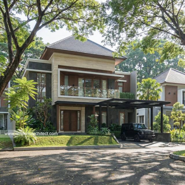 Desain Tampak Depan Rumah Modern 2 Lantai Ibu IR di Denpasar, Bali