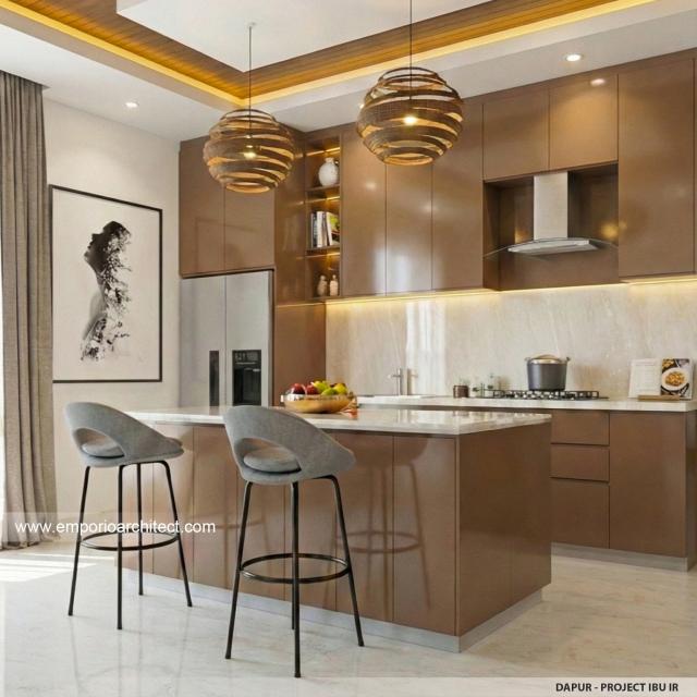 Desain Dapur Rumah Modern 2 Lantai Ibu IR di Denpasar, Bali