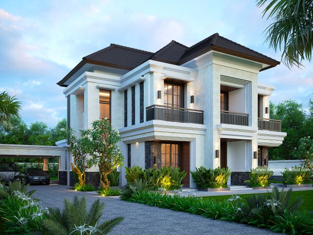 Desain Tampak Depan 3 Rumah Modern 2 Lantai Bapak E di Pandeglang, Banten