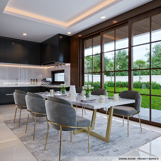 Desain Ruang Makan Rumah Modern 2 Lantai Bapak E di Pandeglang, Banten
