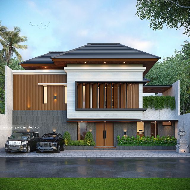 Desain Tampak Depan 3 Rumah Modern 2 Lantai Bapak IBS di Denpasar, Bali