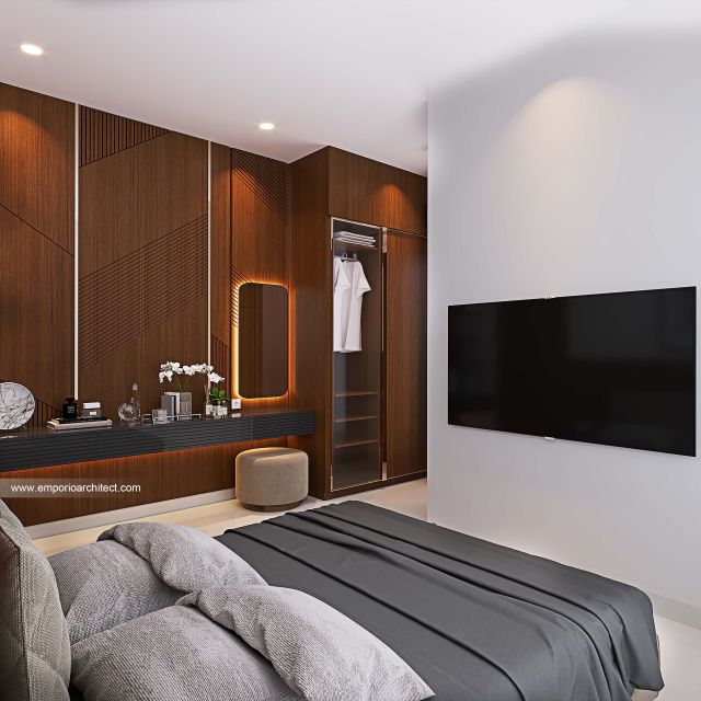 Desain Kamar Tidur Rumah Modern 2 Lantai Bapak IBS di Denpasar, Bali