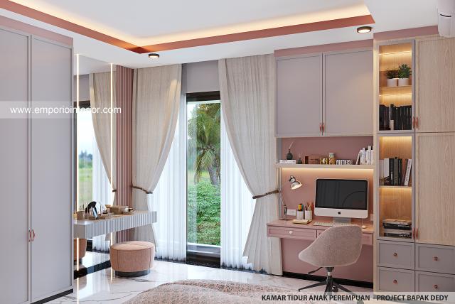 Desain Kamar Tidur Anak Perempuan Rumah Modern 2 Lantai Bapak Dedy di Batam