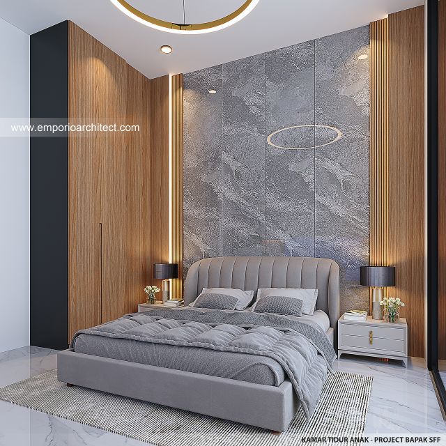Desain Kamar Tidur Anak Villa Modern 2 Lantai Bapak SFF di Bogor