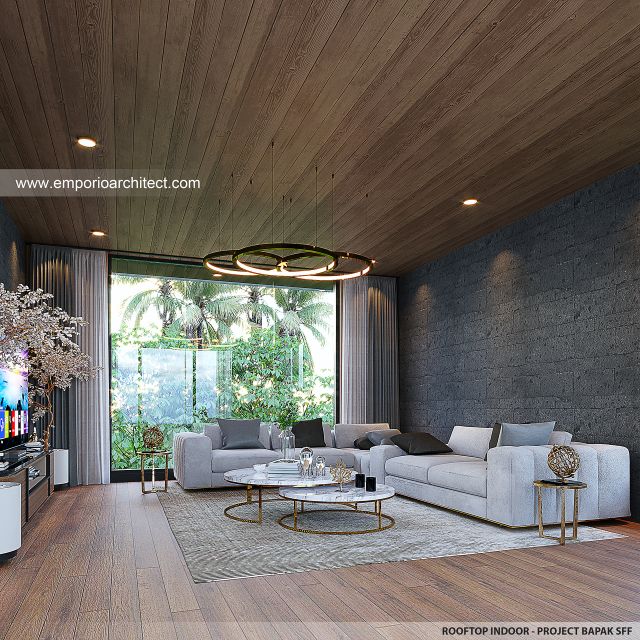 Desain Rooftop Indoor Villa Modern 2 Lantai Bapak SFF di Bogor