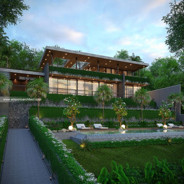 Desain Tampak Depan 3 Villa Modern 2 Lantai Bapak SFF di Bogor