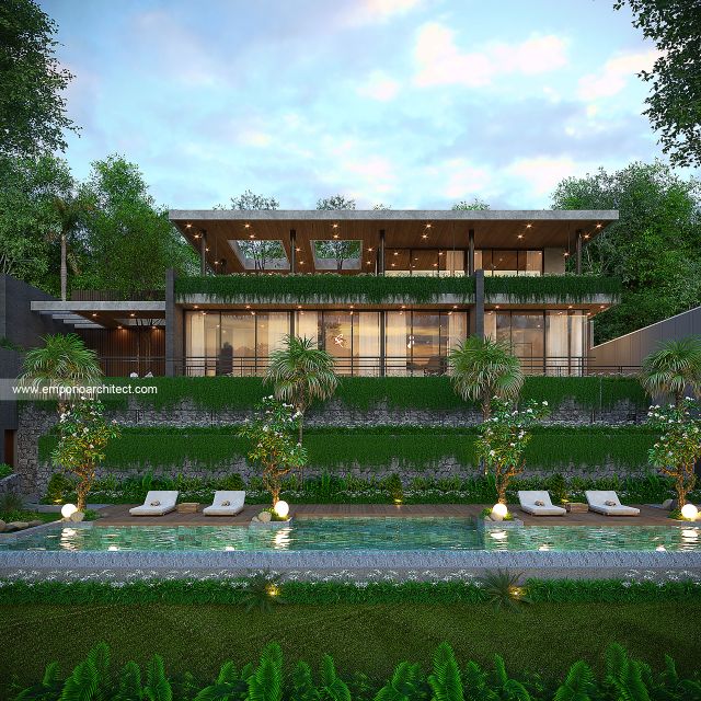 Desain Tampak Depan 4 Villa Modern 2 Lantai Bapak SFF di Bogor