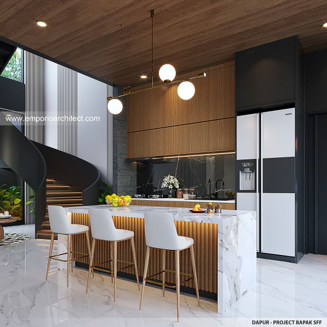 Desain Dapur Villa Modern 2 Lantai Bapak SFF di Bogor