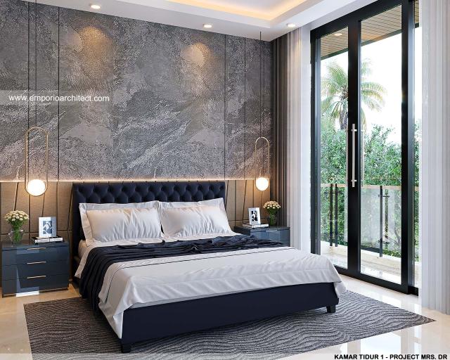 Desain Kamar Tidur 1 Rumah Modern 2 Lantai Mrs. DR di Tebet, Jakarta Selatan