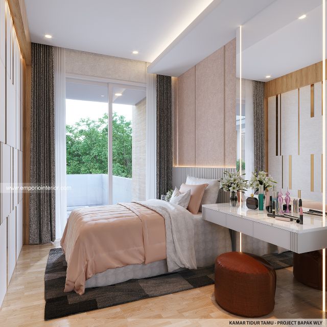 Desain Kamar Tidur Tamu Rumah Modern 2 Lantai Bapak WLY di Pemalang, Jawa Tengah