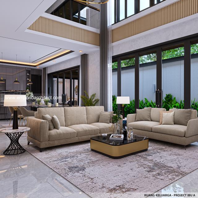 Desain Ruang Keluarga Rumah Modern 2 Lantai Ibu A di Samarinda