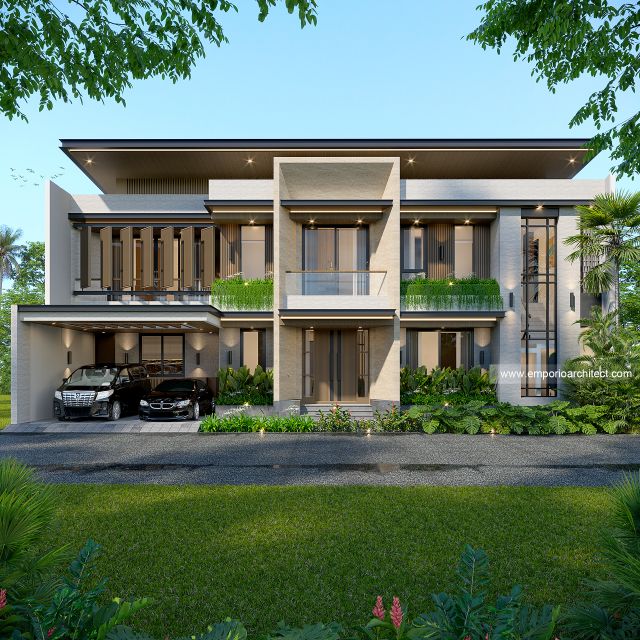 Desain Tampak Depan Rumah Modern 2 Lantai Ibu A di Samarinda