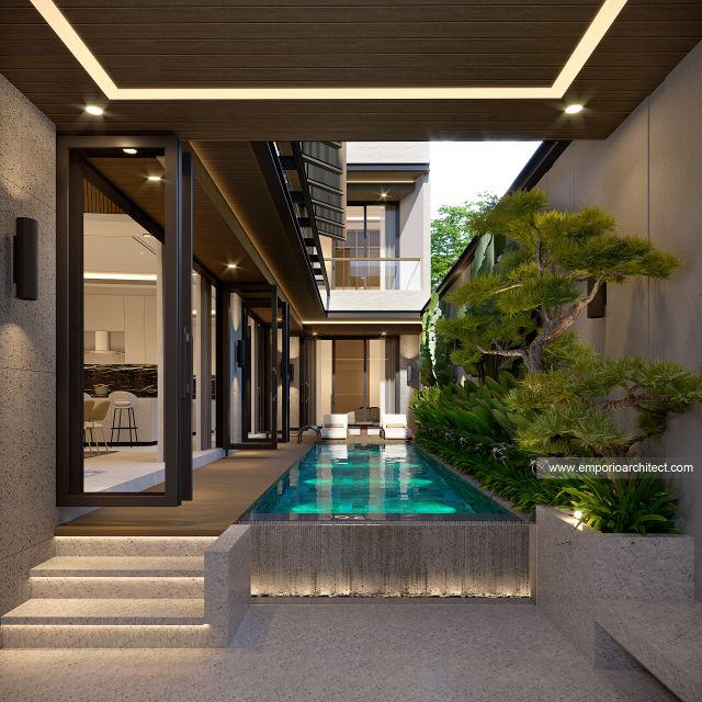 Desain Tampak Detail Belakang Rumah Modern 2 Lantai Ibu A di Samarinda
