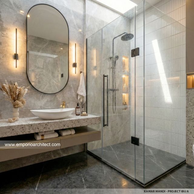 Desain Kamar Mandi Rumah Modern 2 Lantai Ibu A di Samarinda