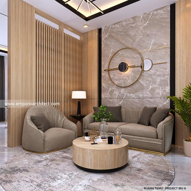 Desain Ruang Tamu Rumah Modern 2 Lantai Ibu A di Samarinda