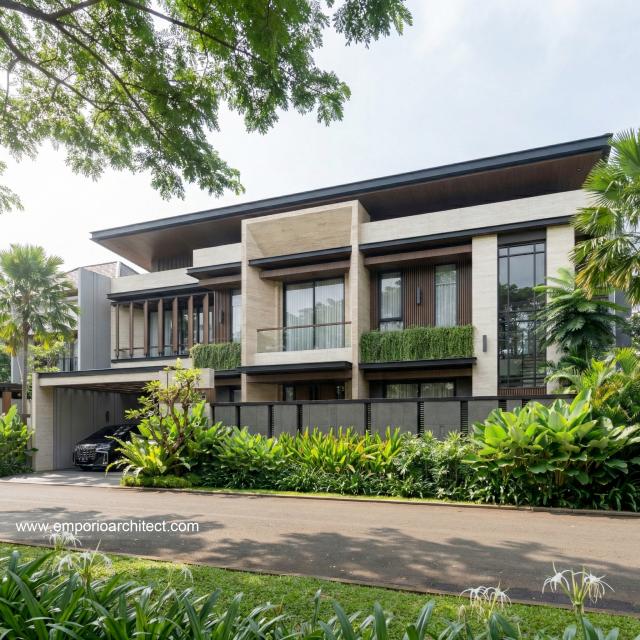 Desain Tampak Depan 2 Rumah Modern 2 Lantai Ibu A di Samarinda