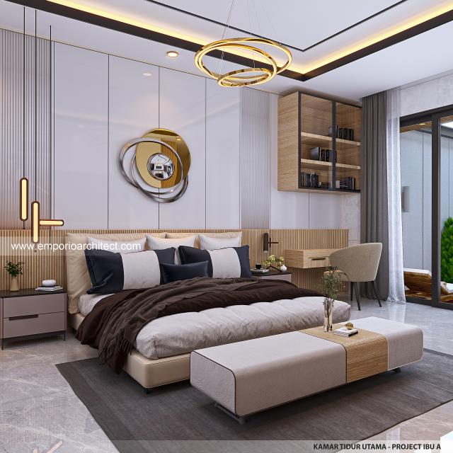 Desain Kamar Tidur Utama Rumah Modern 2 Lantai Ibu A di Samarinda