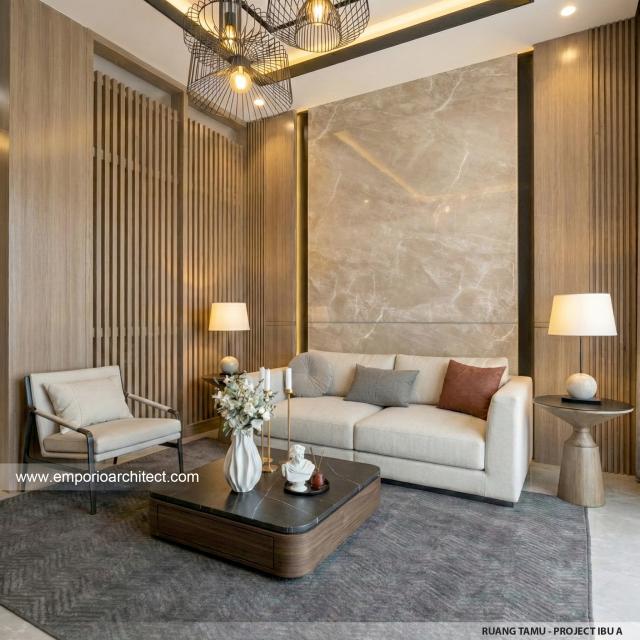 Desain Ruang Tamu Rumah Modern 2 Lantai Ibu A di Samarinda