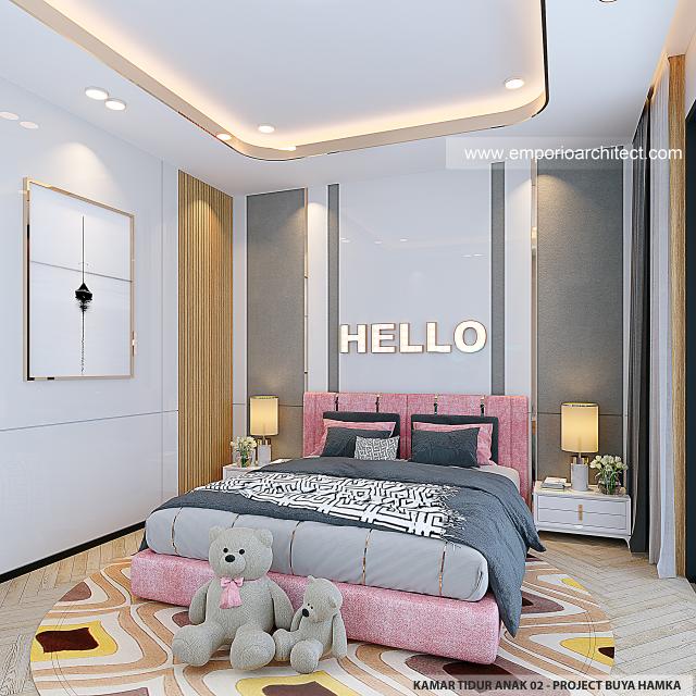 Desain Kamar Tidur Anak 2 Rumah Modern 2 Lantai Bapak BHK di Makassar