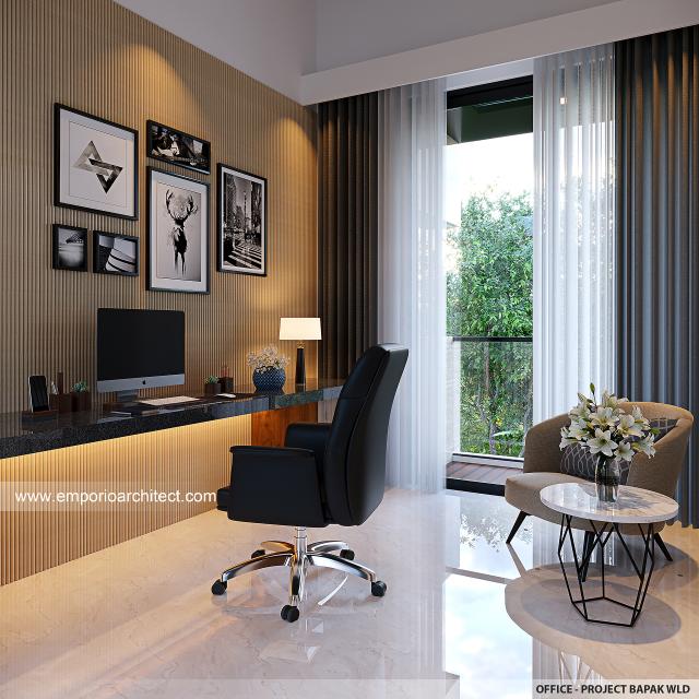 Desain Ruang Kerja Rumah Modern 2 Lantai Bapak WLD di Jakarta