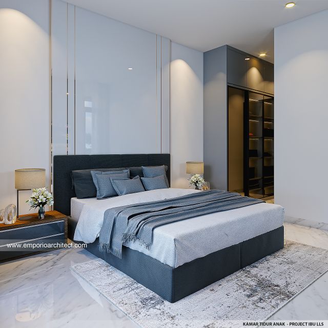 Desain Kamar Tidur Anak Rumah Modern 2 Lantai Ibu LLS di Jimbaran, Bali Desain Kamar Tidur Anak Rumah Modern 2 Lantai Ibu LLS di Jimbaran, Bali