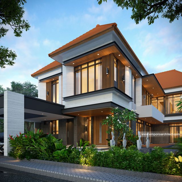Desain Tampak Depan Rumah Modern 2 Lantai Ibu LLS di Jimbaran, Bali Desain Tampak Depan Rumah Modern 2 Lantai Ibu LLS di Jimbaran, Bali