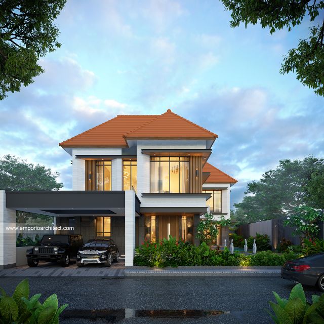 Desain Tampak Depan 4 Rumah Modern 2 Lantai Ibu LLS di Jimbaran, Bali Desain Tampak Depan 4 Rumah Modern 2 Lantai Ibu LLS di Jimbaran, Bali