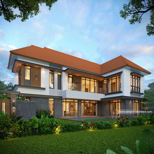 Desain Tampak Samping Rumah Modern 2 Lantai Ibu LLS di Jimbaran, Bali Desain Tampak Samping Rumah Modern 2 Lantai Ibu LLS di Jimbaran, Bali