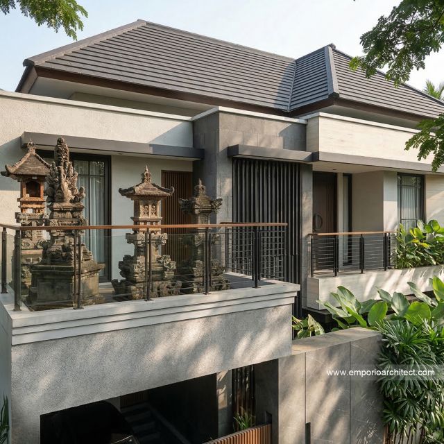 Desain Tampak Detail Depan 3 Rumah Modern 2 Lantai Bapak WYS di Bali