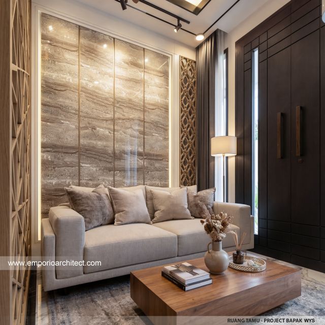 Desain Ruang Tamu Rumah Modern 2 Lantai Bapak WYS di Bali
