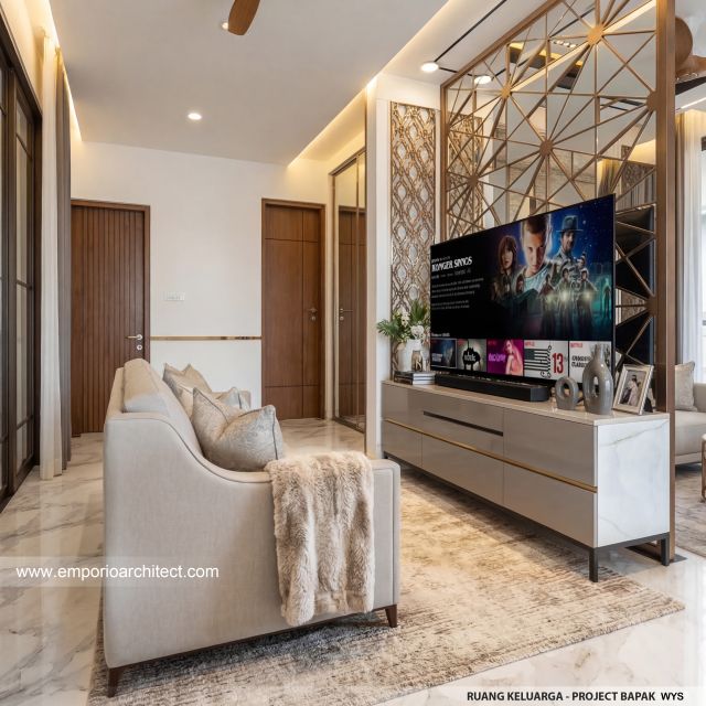 Desain Ruang Keluarga Rumah Modern 2 Lantai Bapak WYS di Bali