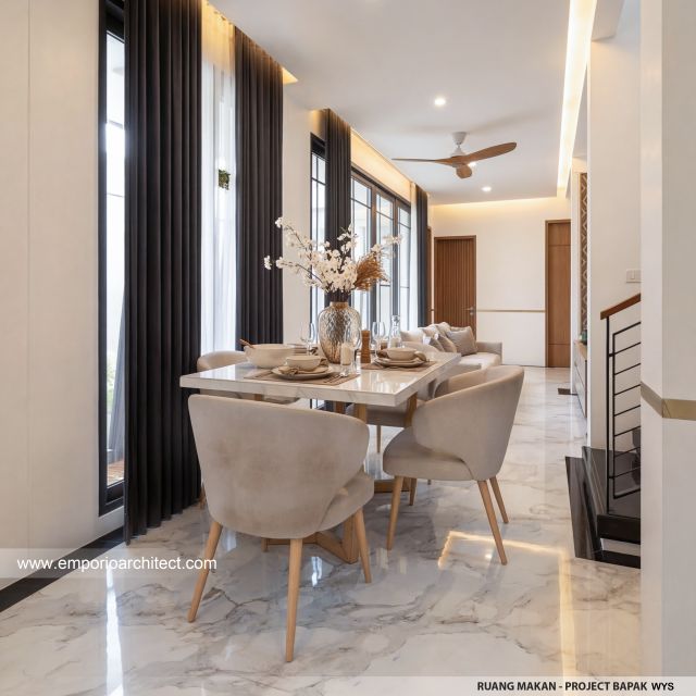 Desain Ruang Makan Rumah Modern 2 Lantai Bapak WYS di Bali
